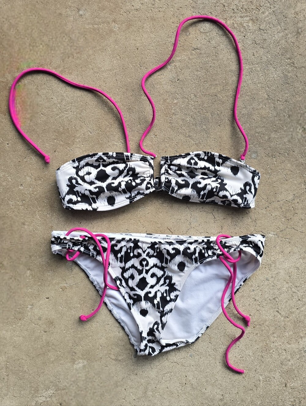 vtg y2k aeropostale black white pattern Bikini